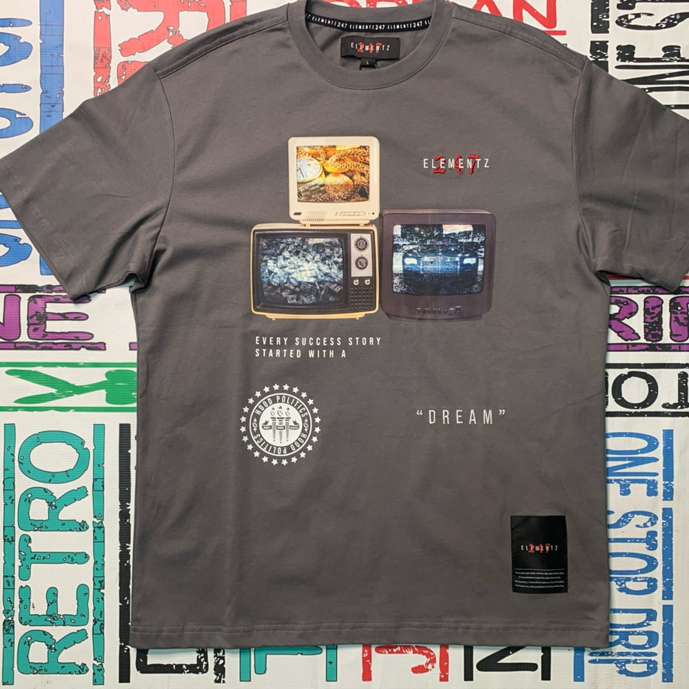 Sz various Elementz Gray Graphic T-Shirt for Men ol skool graphic