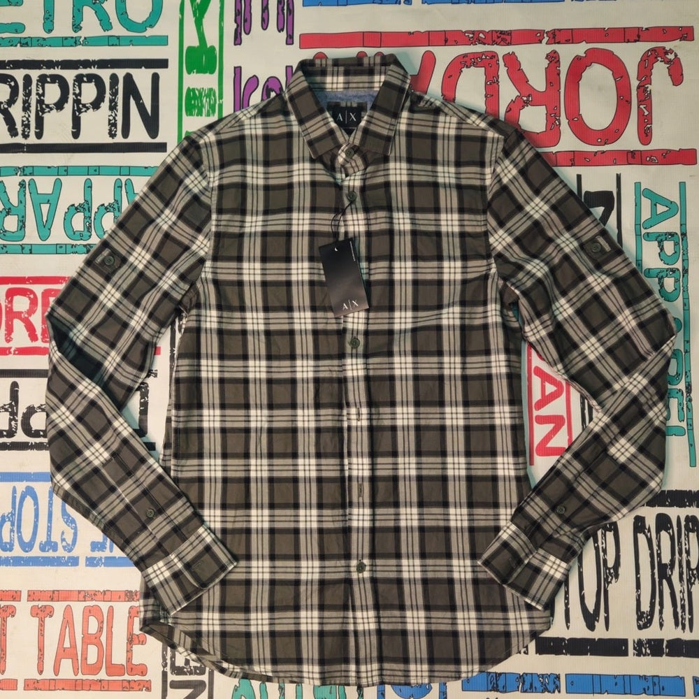 Armani Exchange Black and White Casual Button Down Shirt