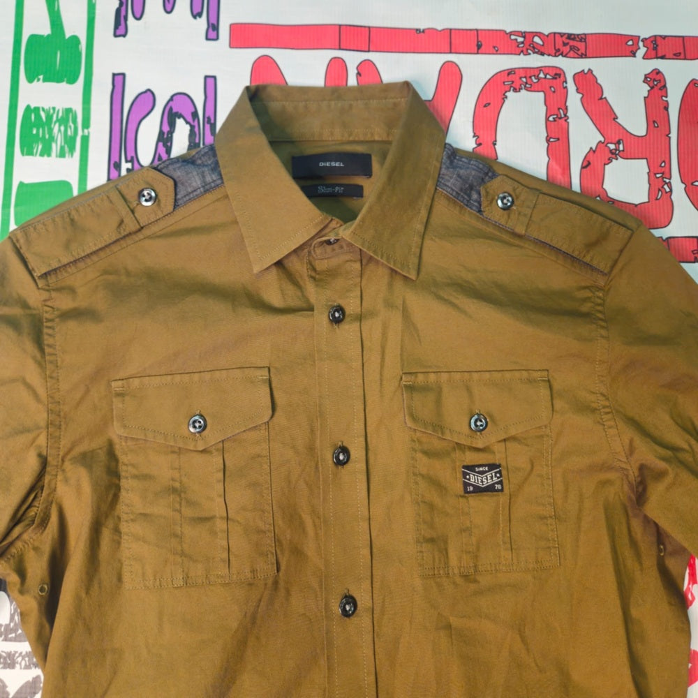 Olive Green Button-Up Shirt diesel brand SZ small