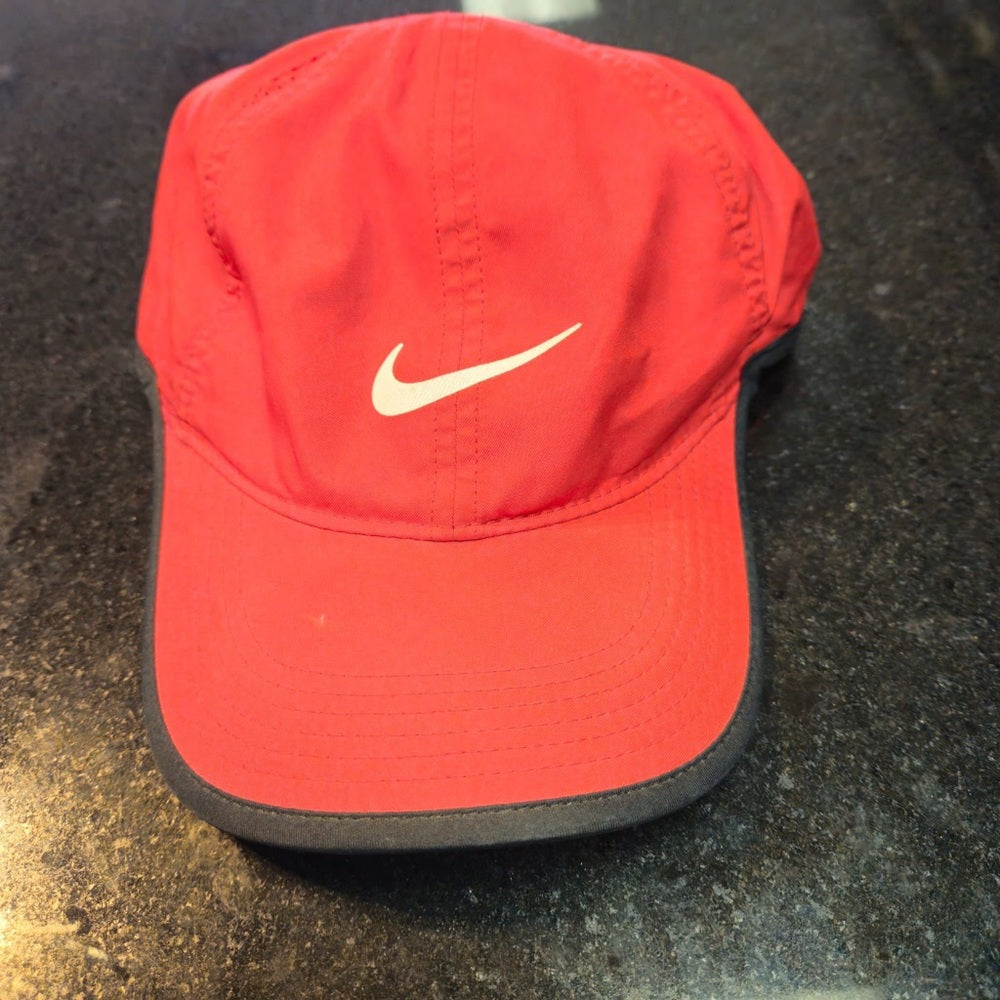 Nike dri fit Red Sports Cap with White Swoosh