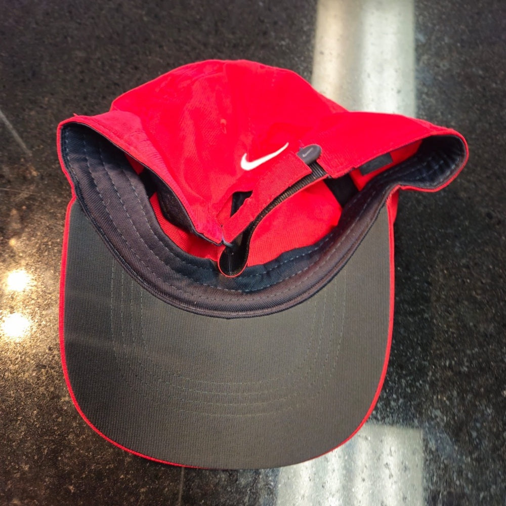 Nike dri fit Red Sports Cap with White Swoosh
