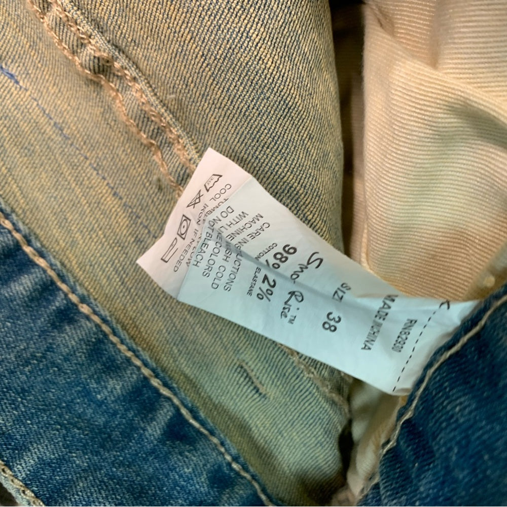 Blue denim flower embroidered jeans Sz 38