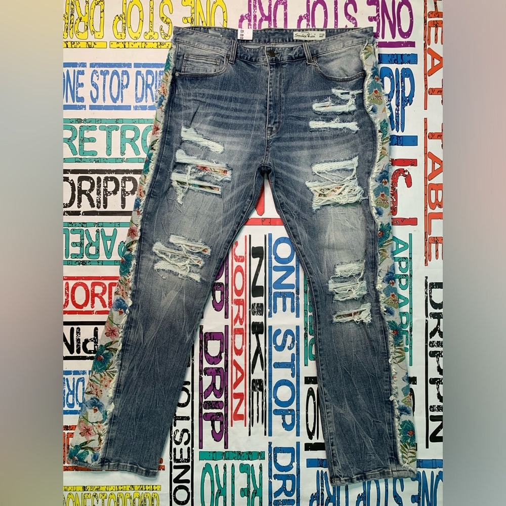 SMOKE RISE TAPESTRY INSERT STACKED JEANS - HILLSIDE BLUE