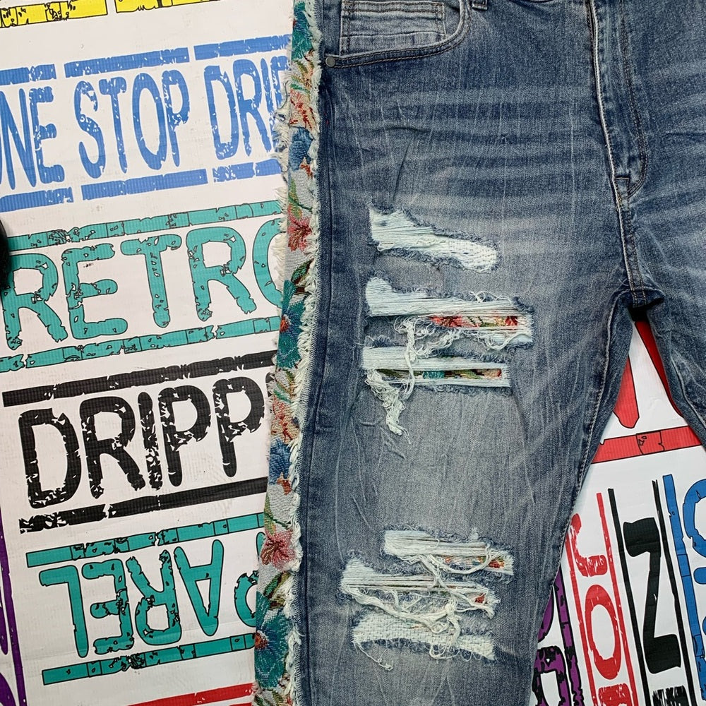 SMOKE RISE TAPESTRY INSERT STACKED JEANS - HILLSIDE BLUE