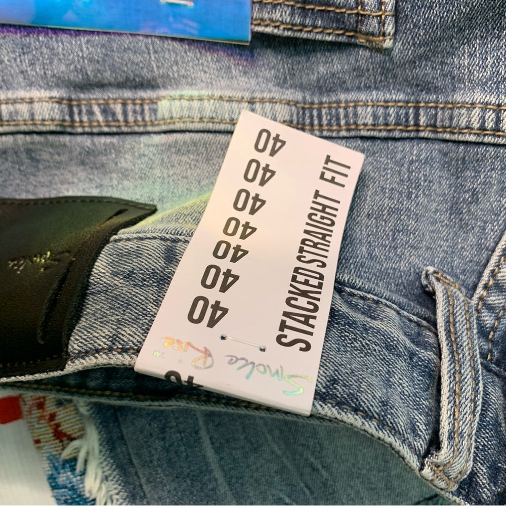 SMOKE RISE TAPESTRY INSERT STACKED JEANS - HILLSIDE BLUE