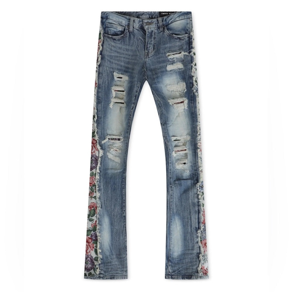 SMOKE RISE TAPESTRY INSERT STACKED JEANS - HILLSIDE BLUE