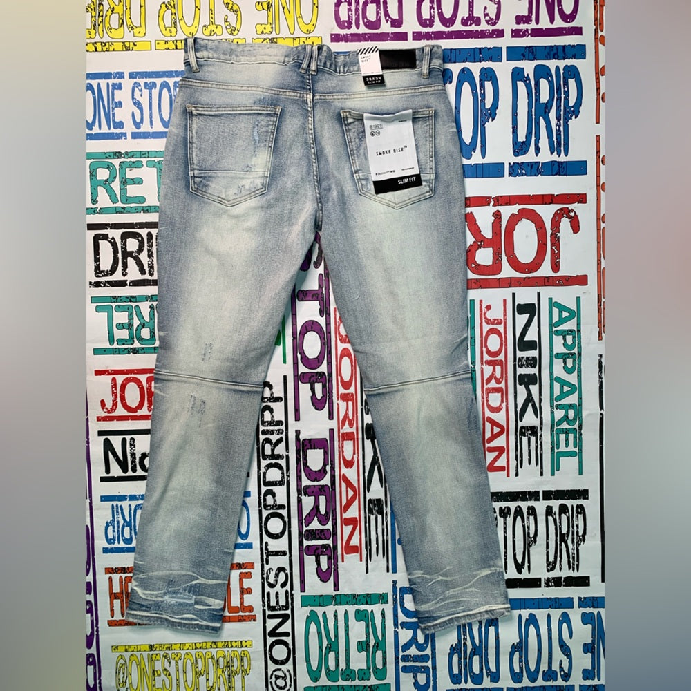 Men's Light Blue Jeans Sz 38x34 distressed denim