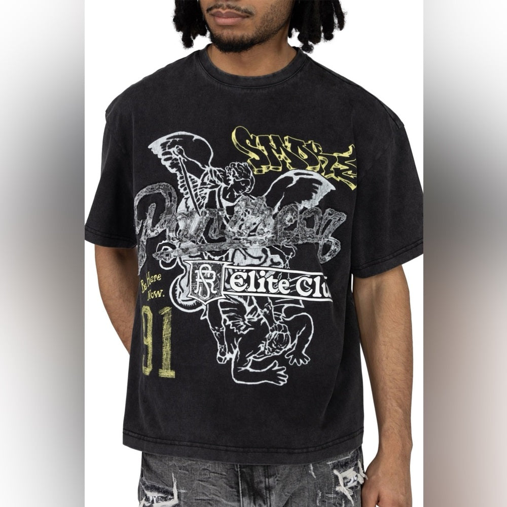 Crop phantom tee Sz 2xl black smoke rise