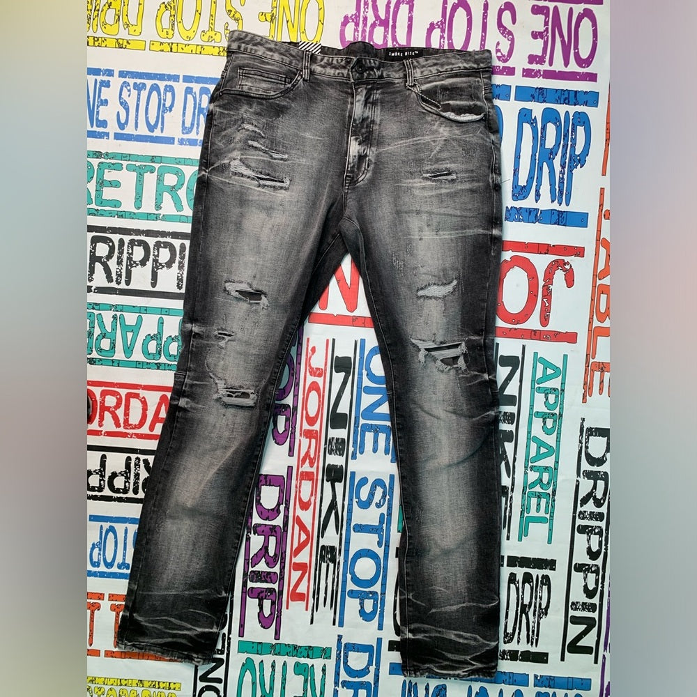 Men's Distressed Black Jeans smoke rise jeans Sz 38