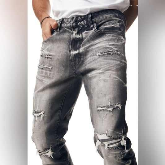Men's Distressed Black Jeans smoke rise jeans Sz 38