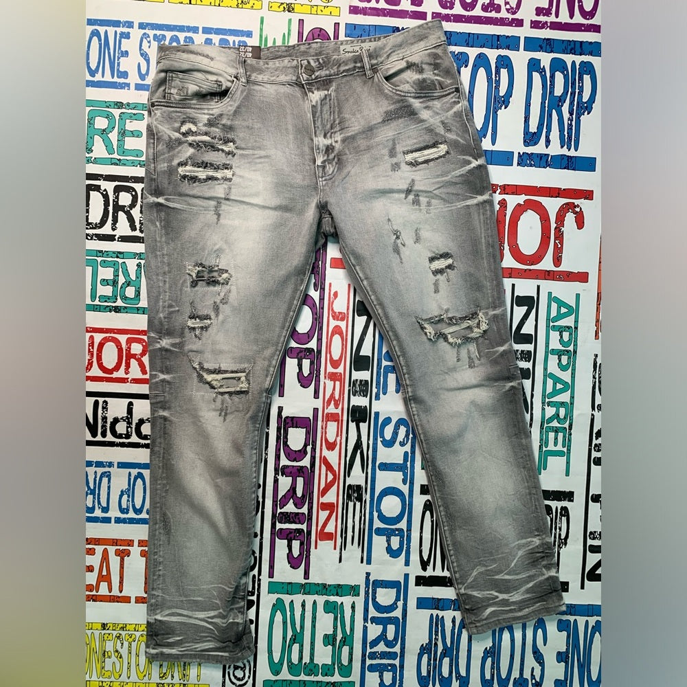 Distressed Gray Jeans for Men Sz 40 smoke rise