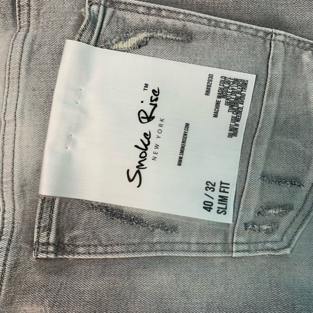 Distressed Gray Jeans for Men Sz 40 smoke rise