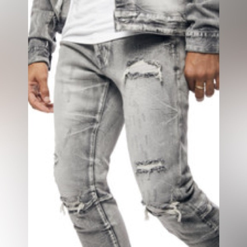 Distressed Gray Jeans for Men Sz 40 smoke rise