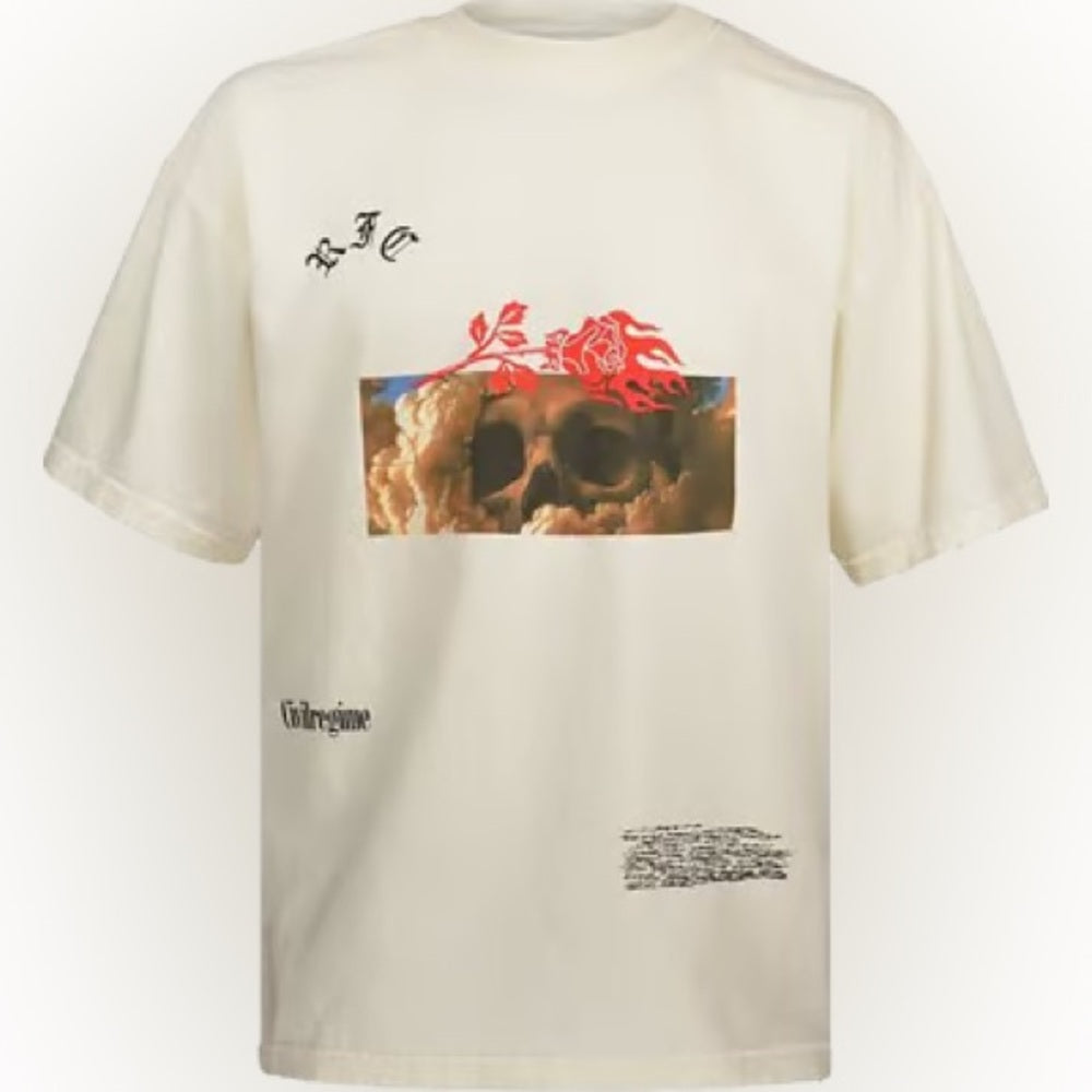 White Short Sleeve Tee with Vintage Graphic Design Sz various