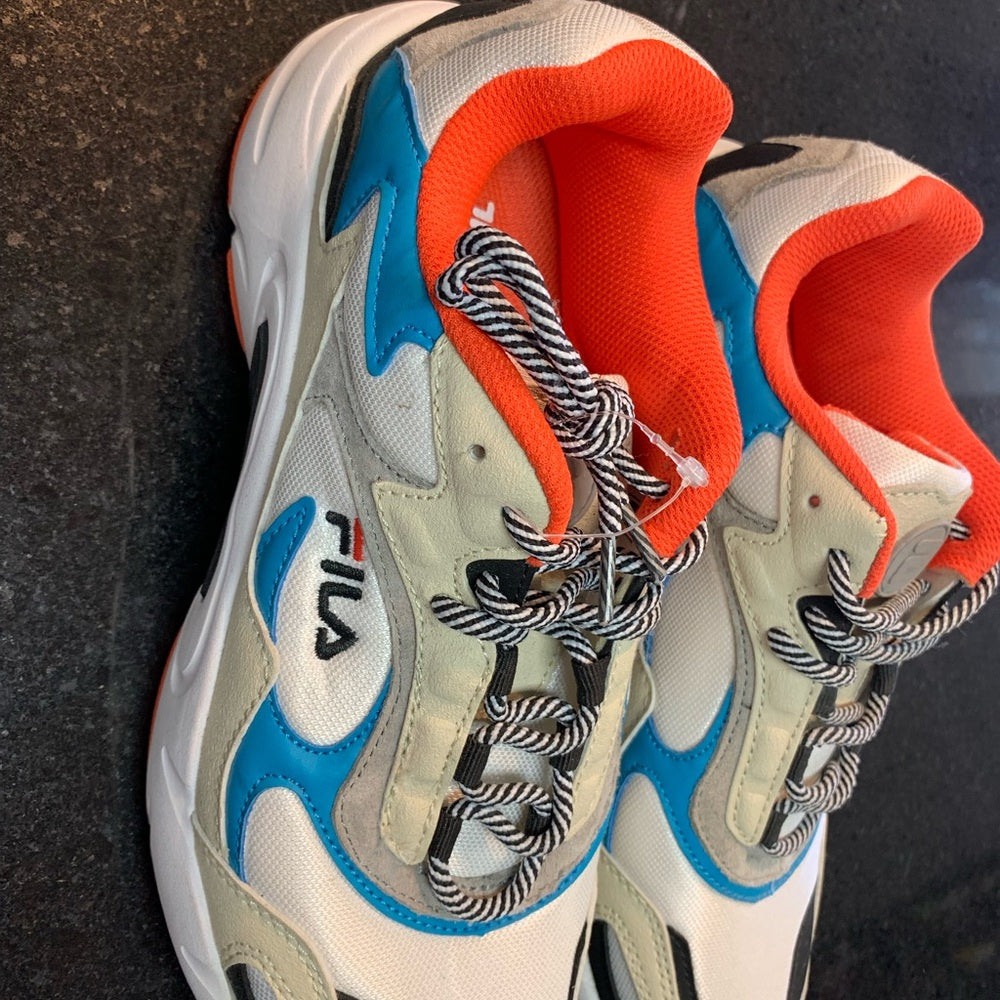 Fila Blue and Orange Retro Sneakers with Chunky Midsole