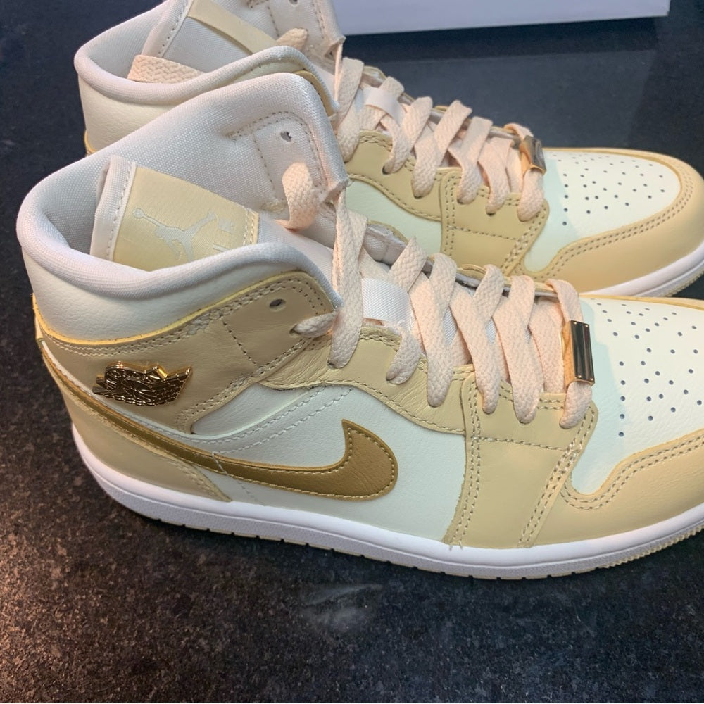 Nike Air Jordan Mid in Cream and Gold Sz 7 women