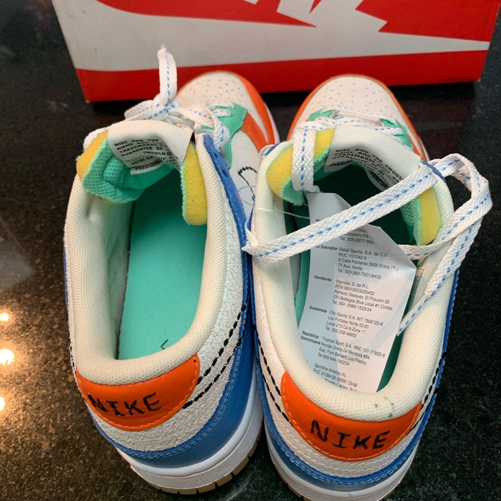 Nike DUNK Low 6.5GS/8WMNS, WHITE/ BLACK- SAFETY ORANGE. In hand, ships today!