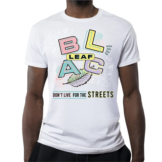 Sz Various blac leaf tee white