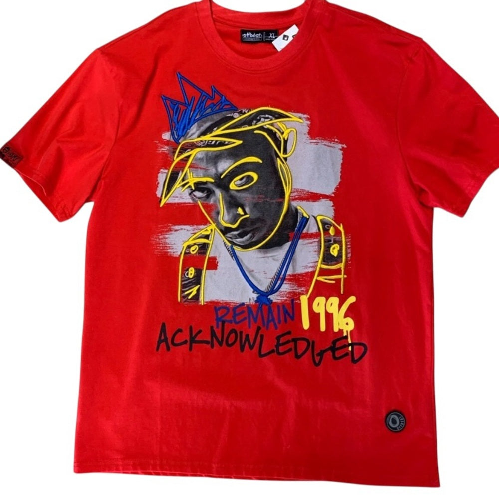 2pac Red Graphic T-Shirt with Bold Design Sz various
