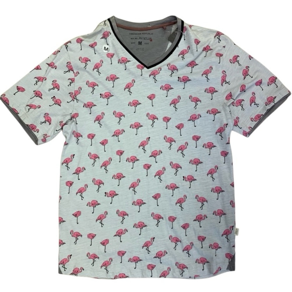 Sz. Med American republican Men's Pink Flamingo Shirt