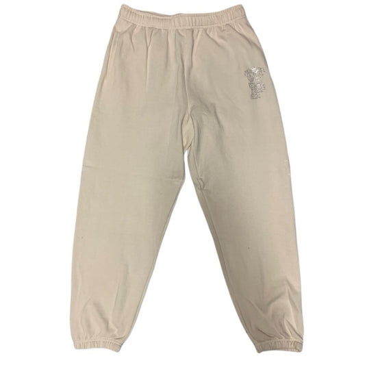 Pink rhyme stone logo  Cream Jogger Pants Sz various
