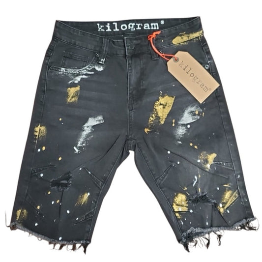 Black gold denim shorts sz Various