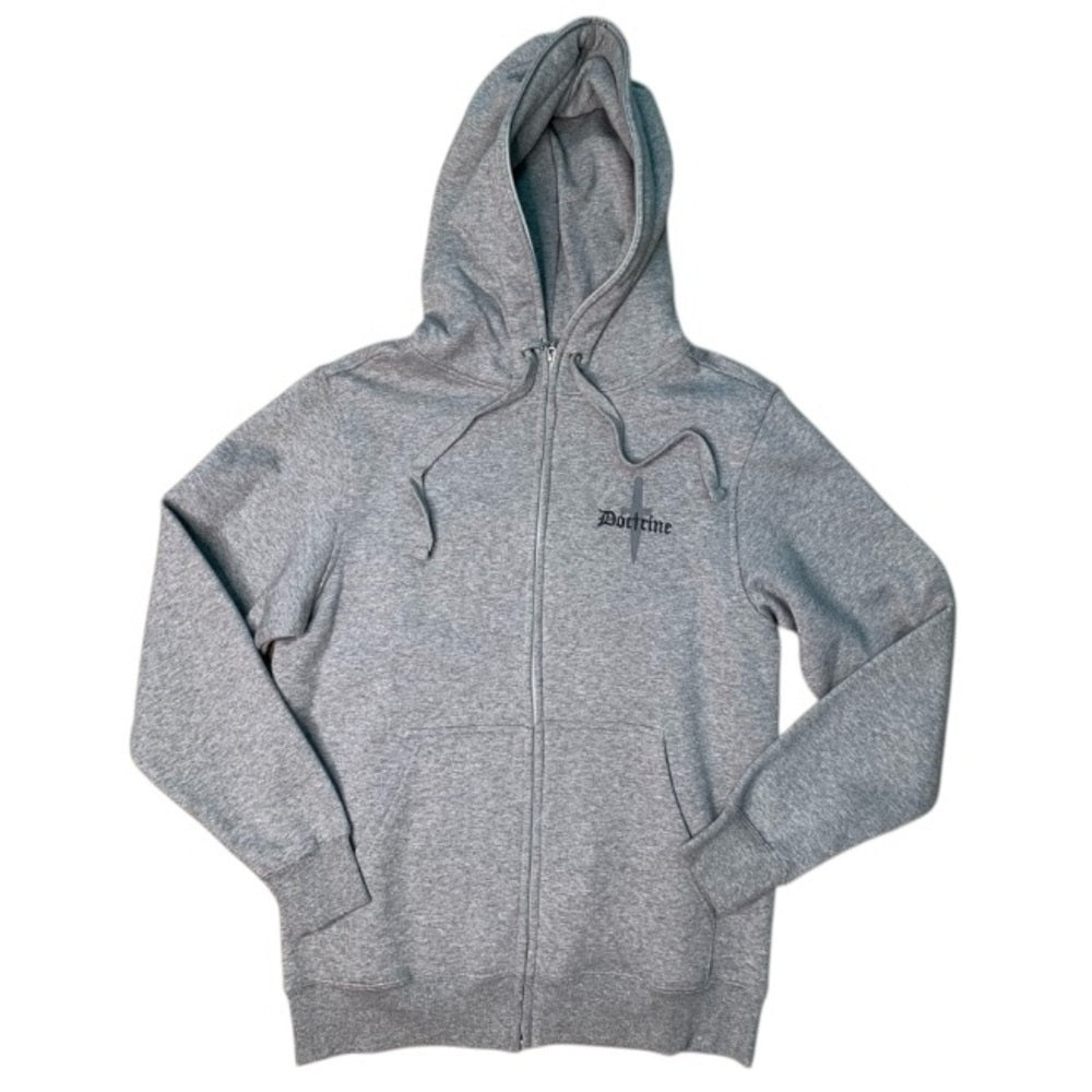 Doctrine logo hoodie Sz various gray superior quality