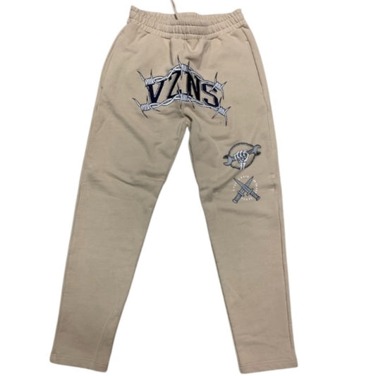 Vizions Beige Sweatpants with emoji Graphic Design