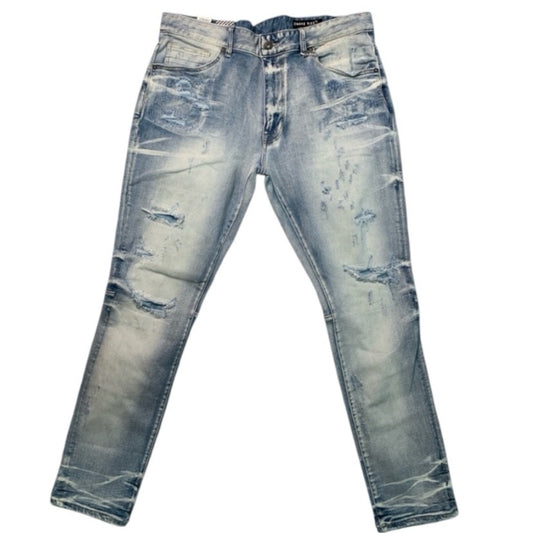 Men's Light Blue Jeans Sz 38x34 distressed denim