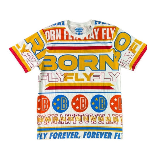 Born fly logo tee Sz Various