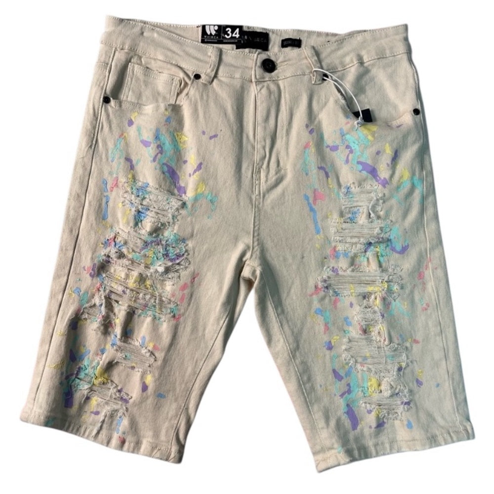 Sz 34 Paintsplash denim jean shorts