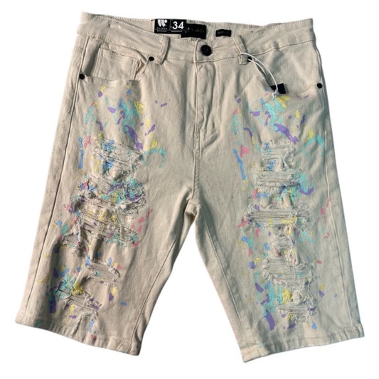 Sz 34 Paintsplash denim jean shorts