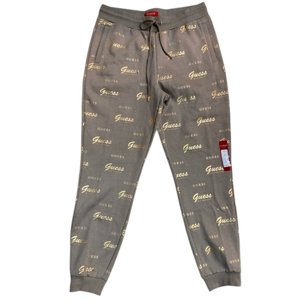 Guess Light Gray Sweatpants with Elastic Cuffs and Drawstring