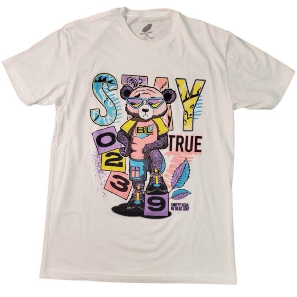 Sz Various blac leaf tee white