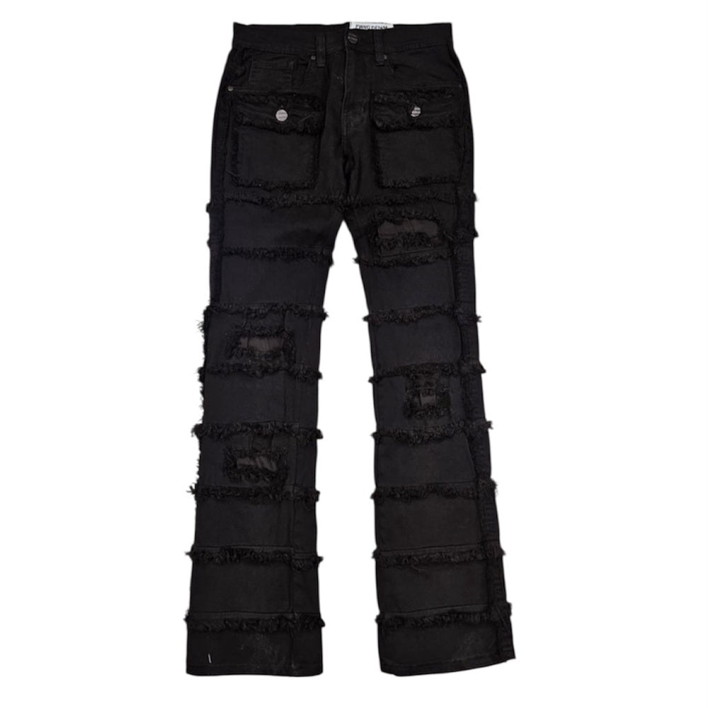 Sz 30/36 Brown stack Distressed Jeans