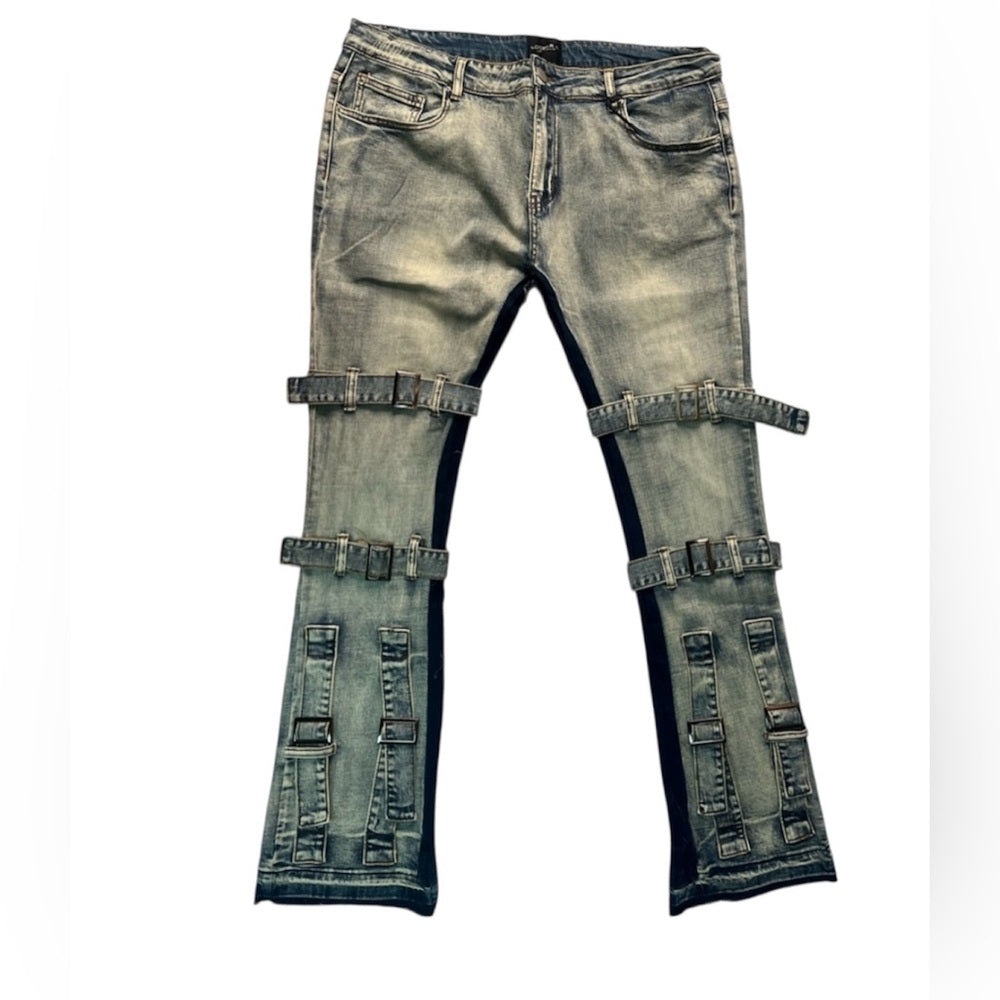 sz 40 denim blue strap jeans