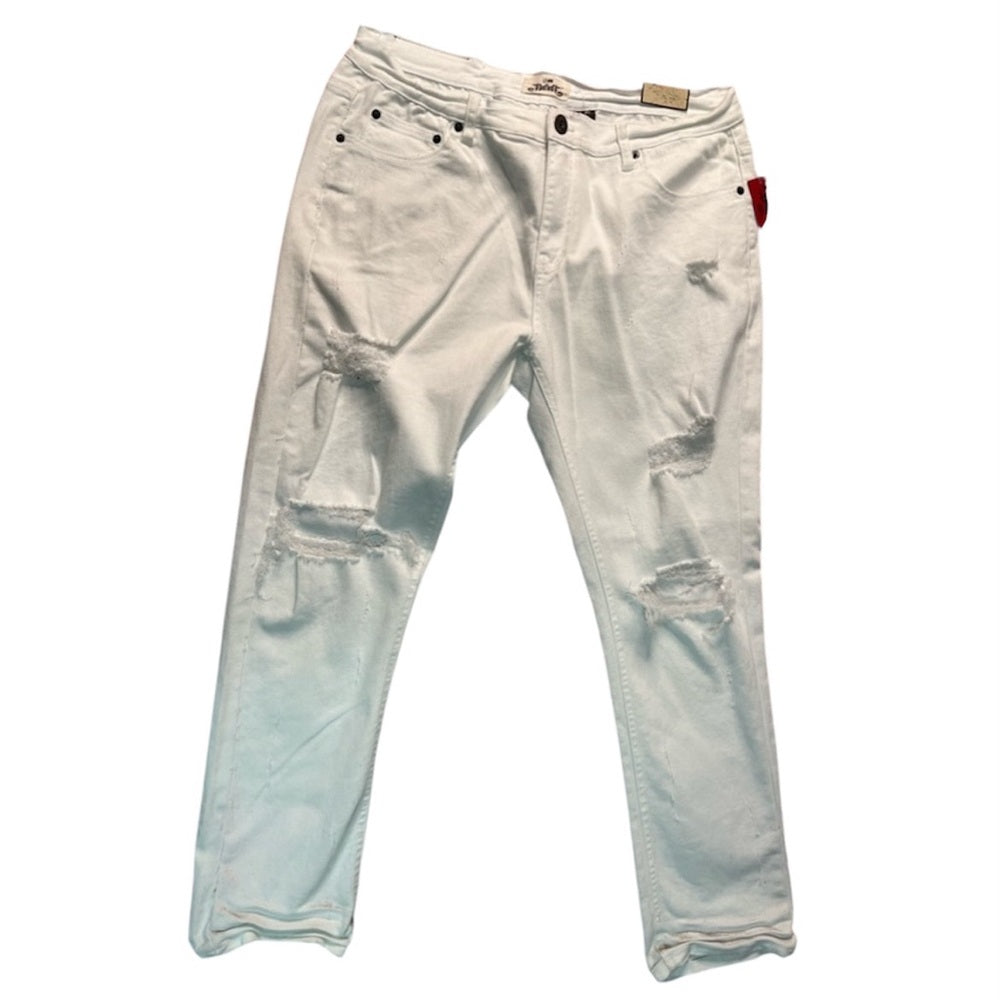 Sz 40  white denim ripped jeans