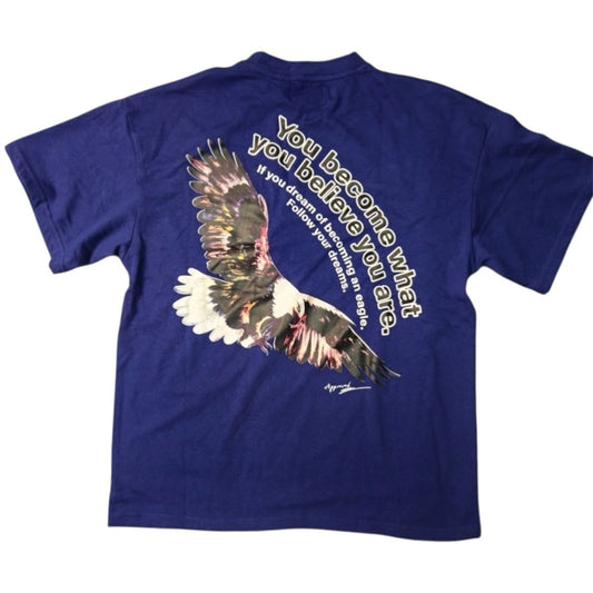 Human vs Eagle graphic tee blue