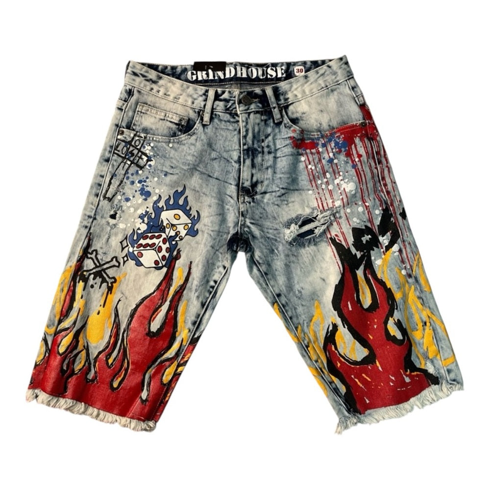 Sz Various graphic denim jean shorts