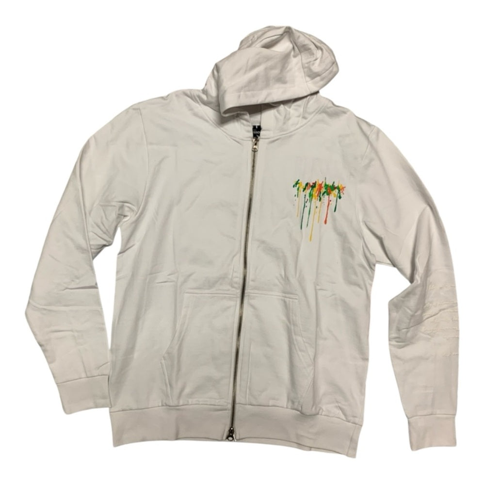 White Drip Hoodie with Colorful Logo