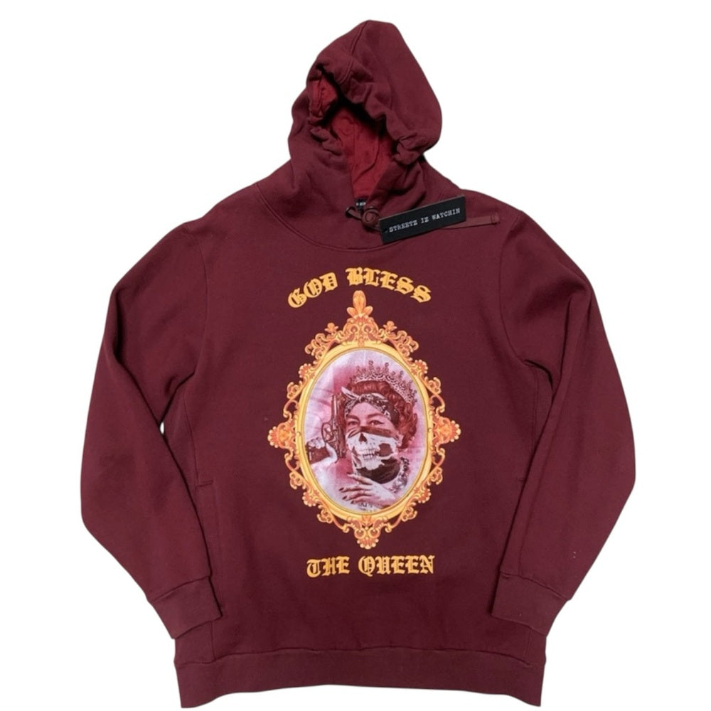Maroon Graphic Hoodie god bless sz xl