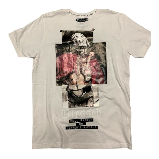 Graphic White T-Shirt blessed Sz medium