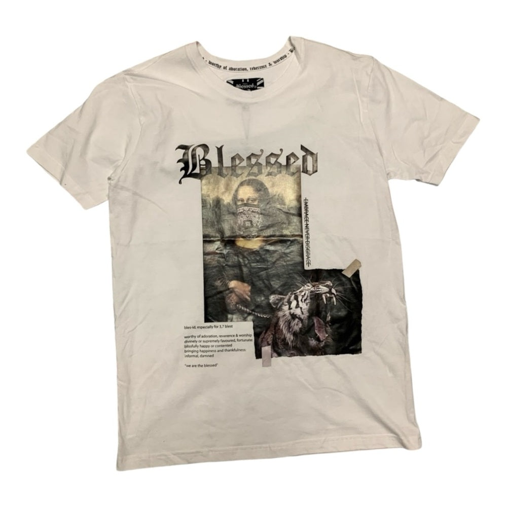 Sz medium blessed graphic tee white