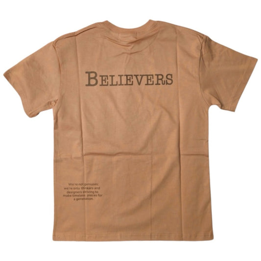 Believers off peach tee Sz various