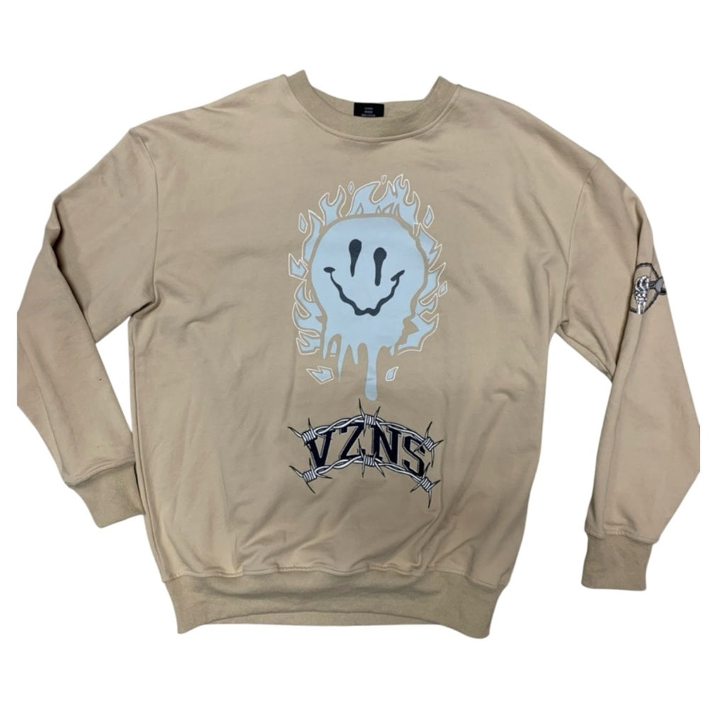 Tan Graphic Men's Sweater emoji Sz large