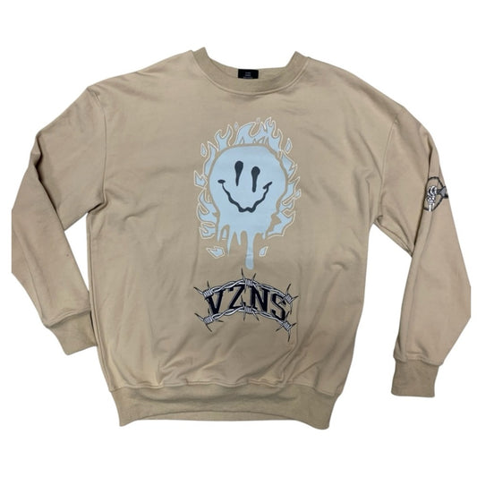 Tan Graphic Men's Sweater emoji Sz large