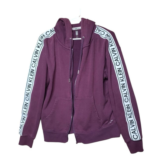Sz Xs Calvin Klein Hoodie Jacket Women Purple Performance Zip Knit Long Sleeve