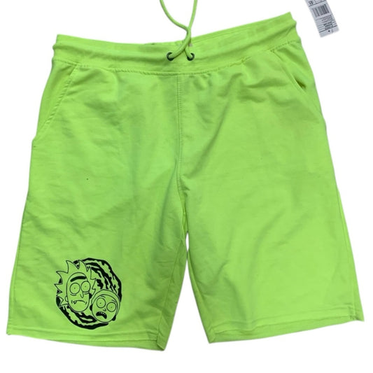 Neon Green Graphic Shorts Rick and morty