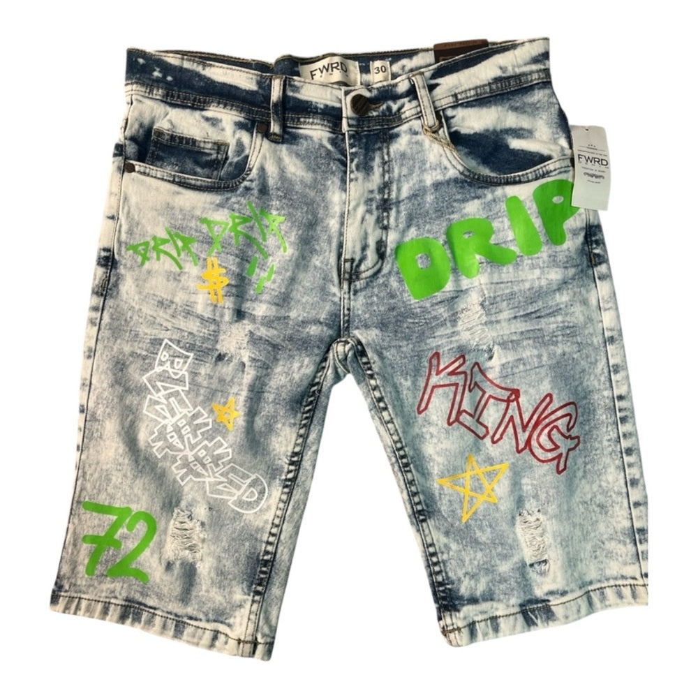 Sz Various denim Graphic shorts light blue