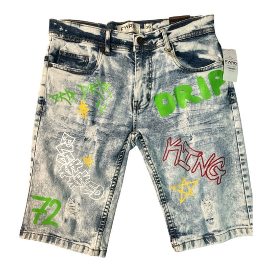 Sz Various denim Graphic shorts light blue